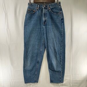 GAP Reverse Fit Jeans Women 27x25 Blue High Rise Tapered Raw Hem Vintage 90s